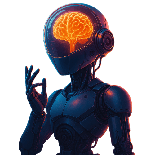 AI Robot with glowing brain
